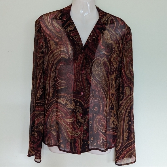 Vintage sheer silk button down blouse - Picture 11 of 14